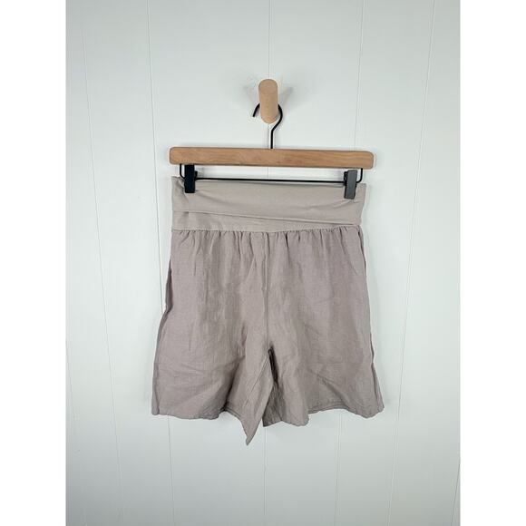 Sundance Linen Fold Over Shorts Size Small Gray Lagenlook Minimalist - Picture 3 of 8